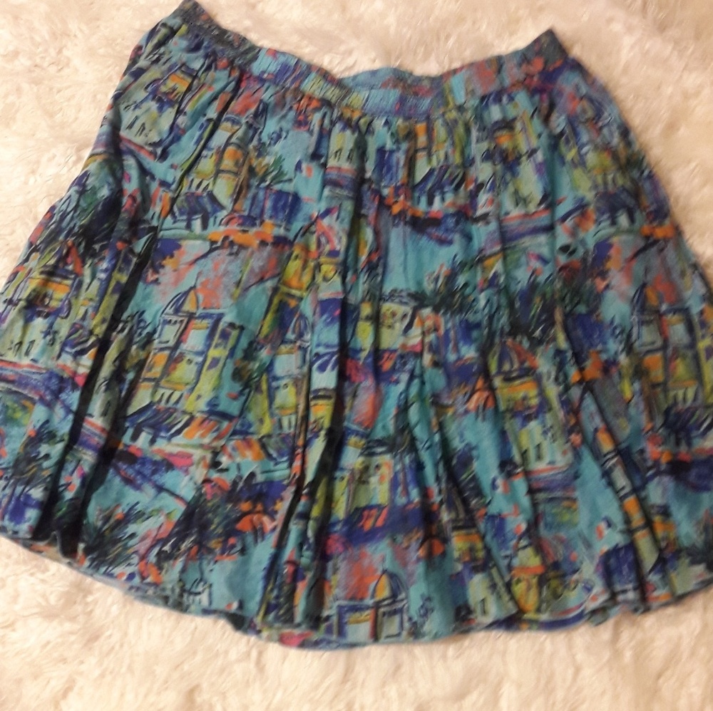 Circle Skirt with Cityscape Print